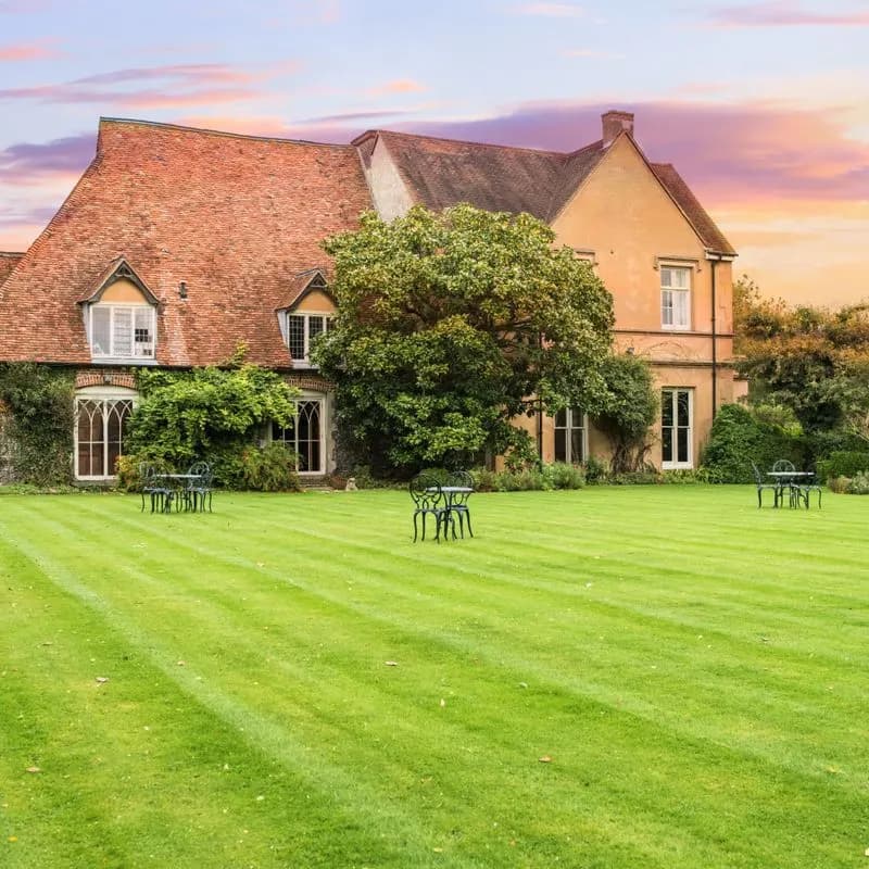 A country house wedding venue at sunset